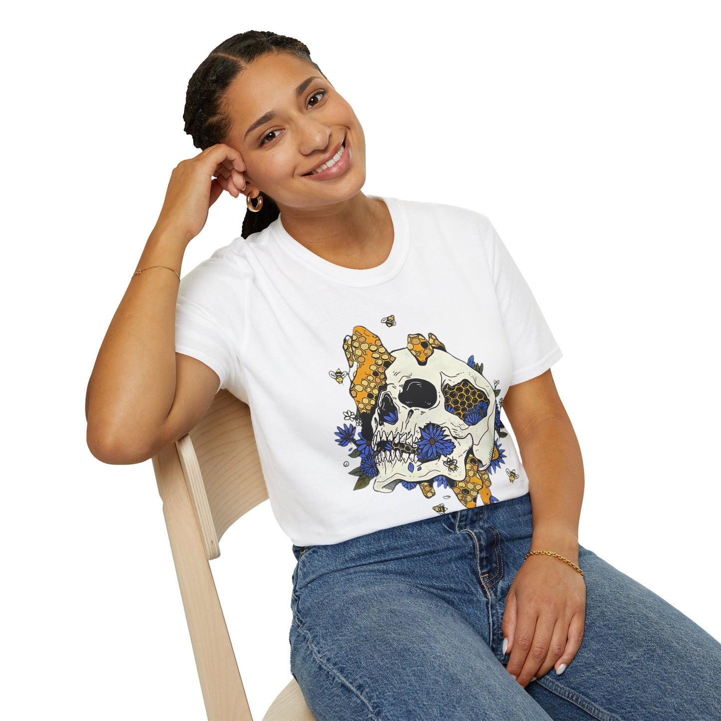 Skull Tee Shirt Unisex Skeleton Design Gildan Softstyle 64000 100 Percent Ring Spun Cotton Tee
