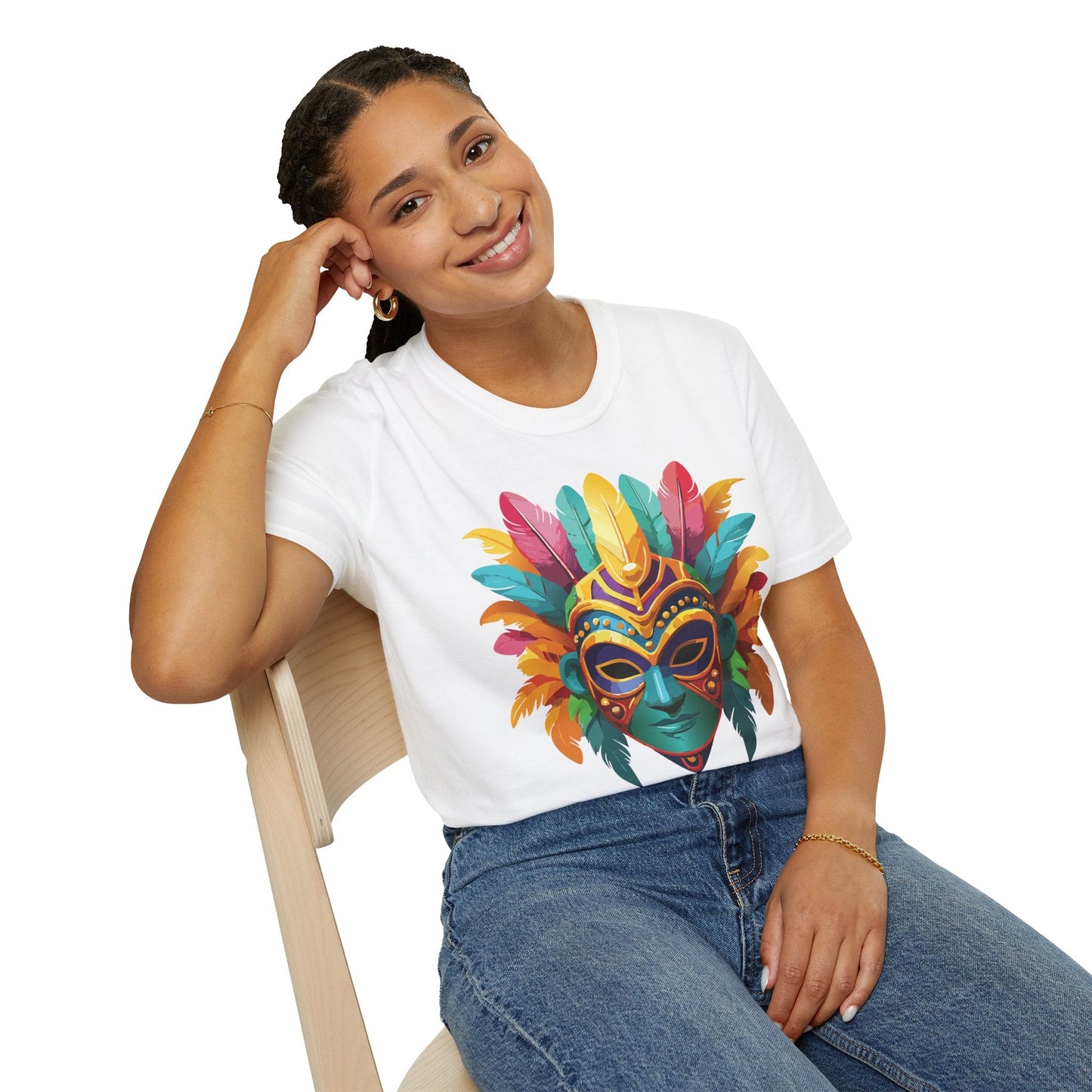 Mask Tee Shirt Unisex Masquerade Design Gildan Softstyle 64000 100 Percent Ring Spun Cotton Tee