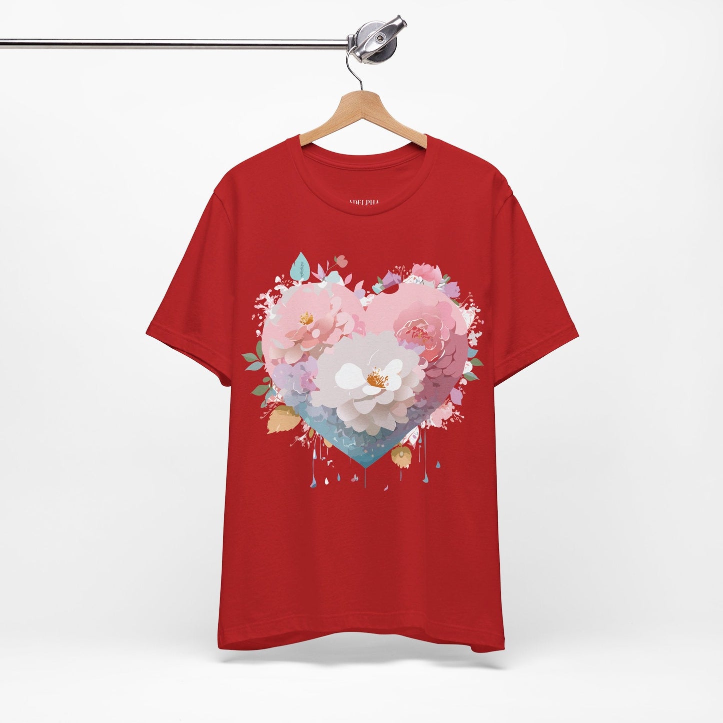 Valentine Day Graphic Unisex 100 Cotton Vintage Artwork with Love and Flower Design Tee 34