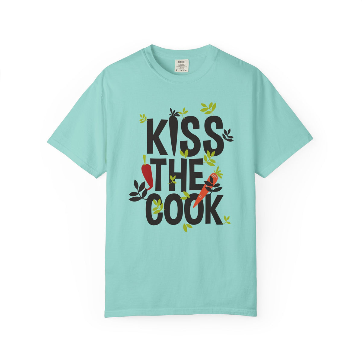 Kiss The Cook Chef Kitchen Cooking Graphic Unisex Comfort Colors Garment-Dyed Heavyweight 100 Cotton Art Design T-Shirt w6