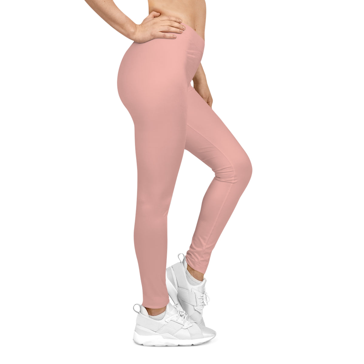 Powder Blush Rose Pink Color Women's Poly-Span Casual Leggings XS-2XL