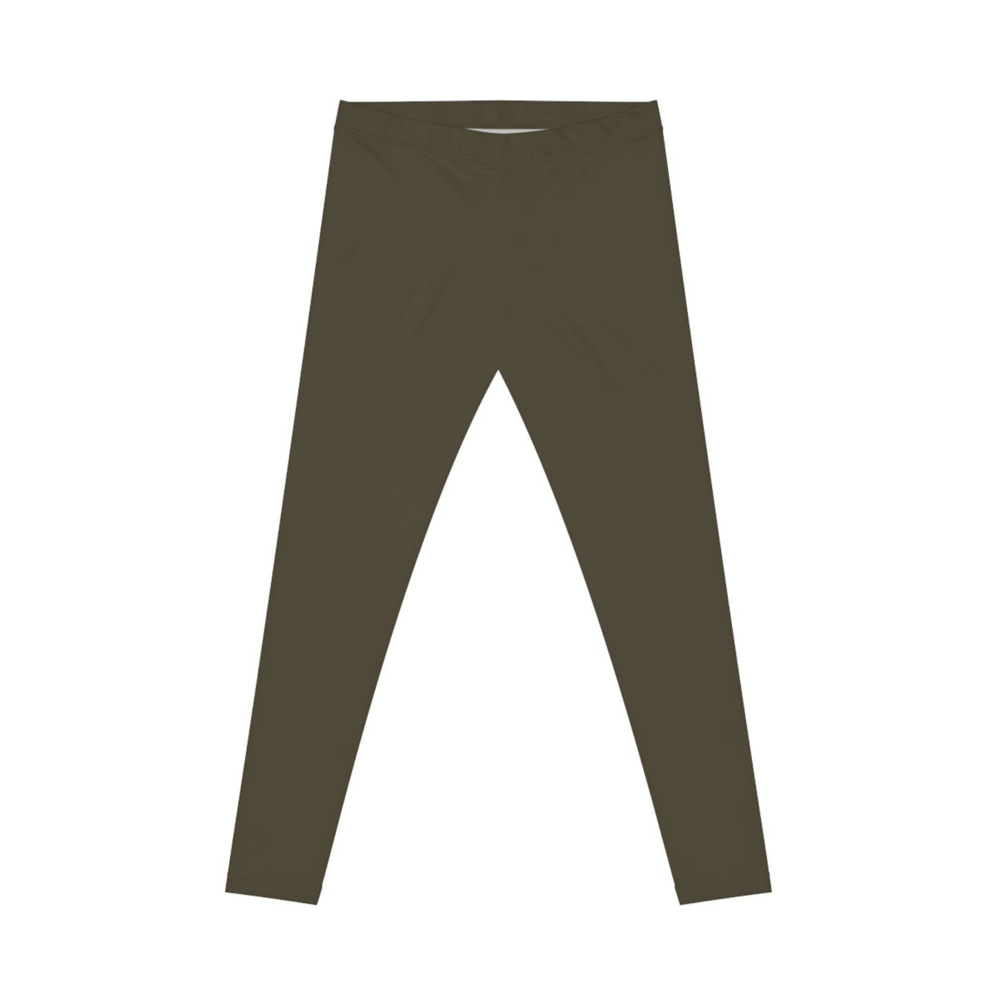 Dark Khaki Color Women's Poly-Span Casual Leggings XS-2XL