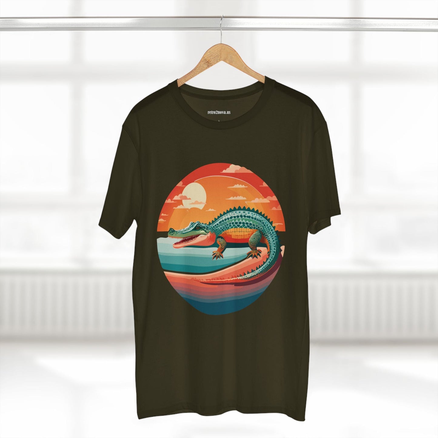 Unisex Crocodile Animal Shirt With Original Art Design Retro2Nova Premium Cotton Staple Tee For Everyday Comfort
