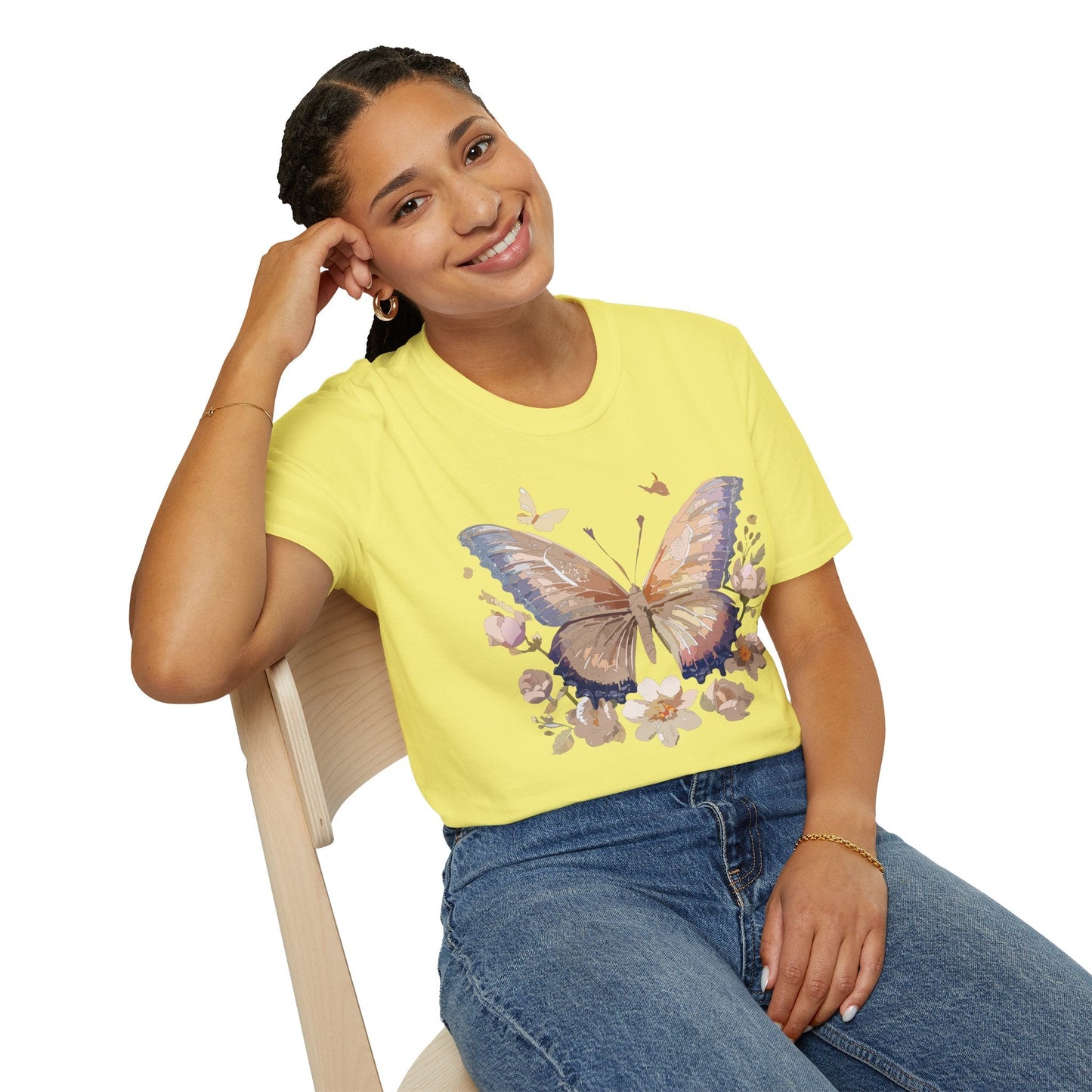 Butterfly T Shirt Unisex Softstyle Monarch Design 100 Percent Cotton Tee For Everyday Comfort