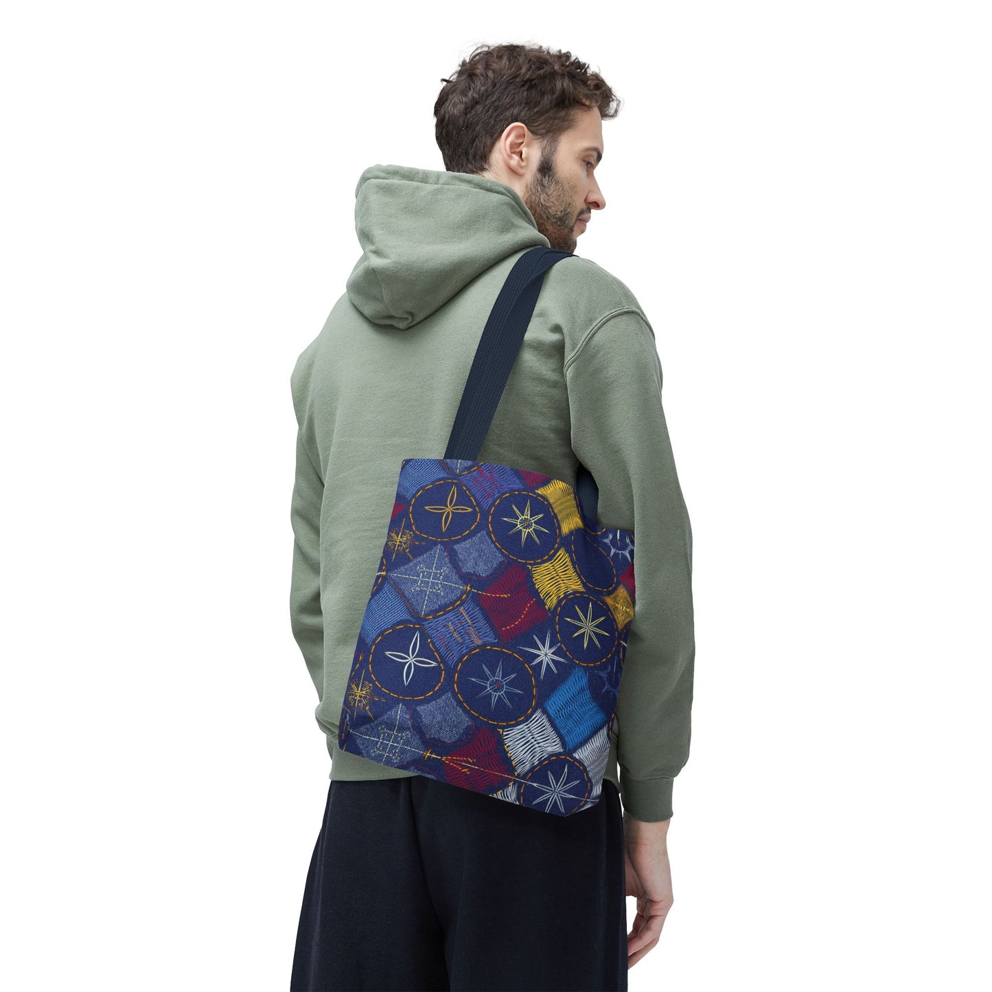 Denim Fabric Imitation Print Unisex Canvas Bag Poly Spun 3 Sizes Tote Bag 183-5