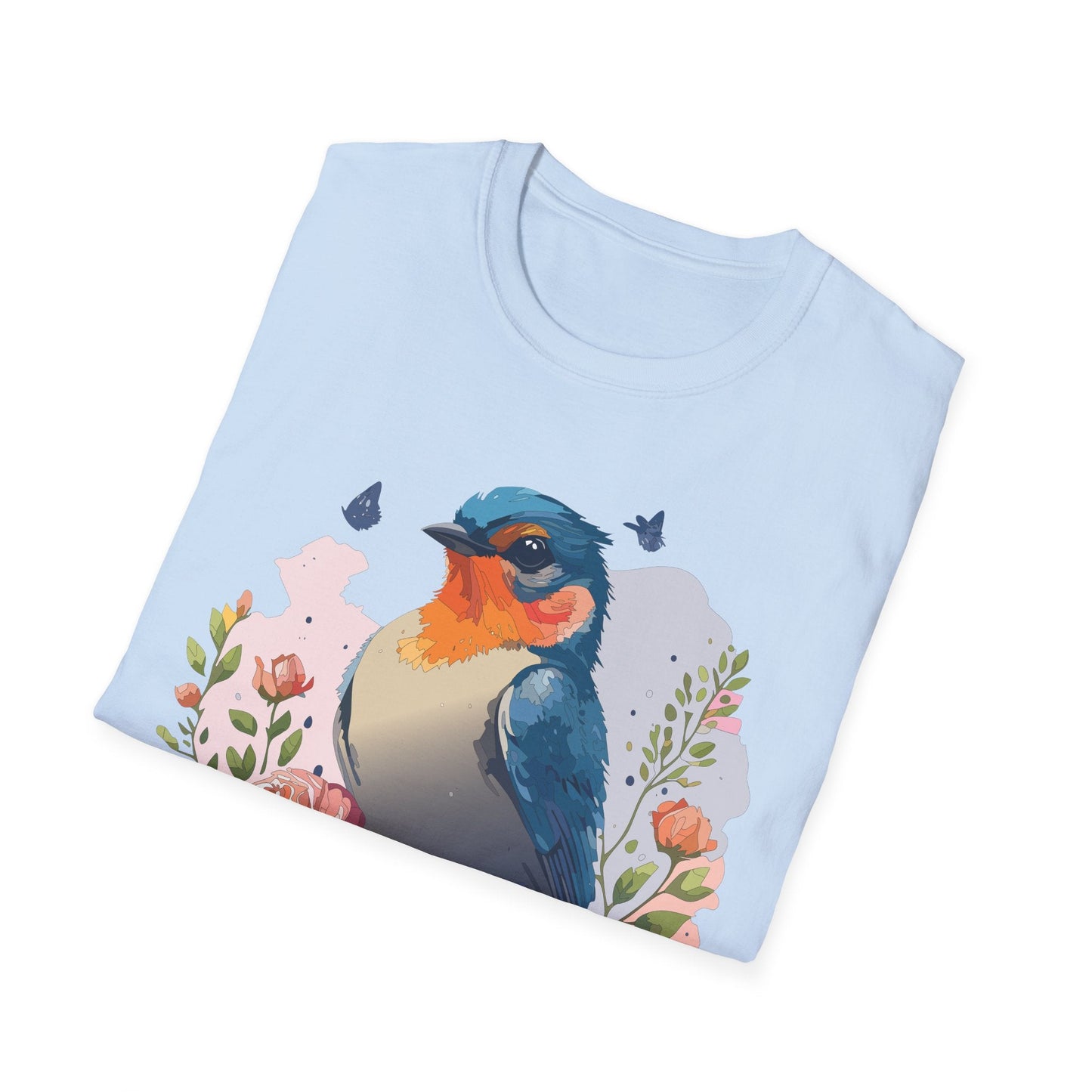Bird T Shirt Floral Design Unisex Gildan Softstyle 64000 Ring Spun Cotton Tee Breathable Wear