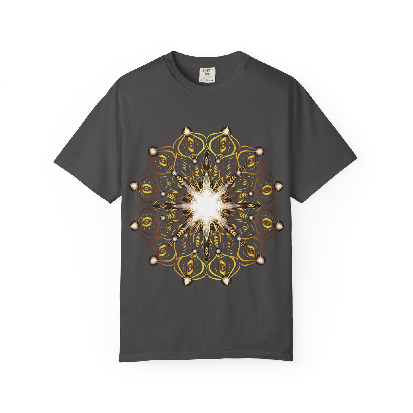 Unisex Garment Dyed Cotton T-Shirt with Mandala Graphic Design