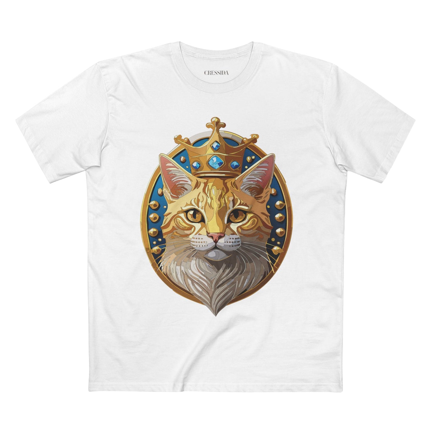 Cat Graphic Unisex 100 Cotton Tee With Unique Animal Golden Medallion Art Design 15