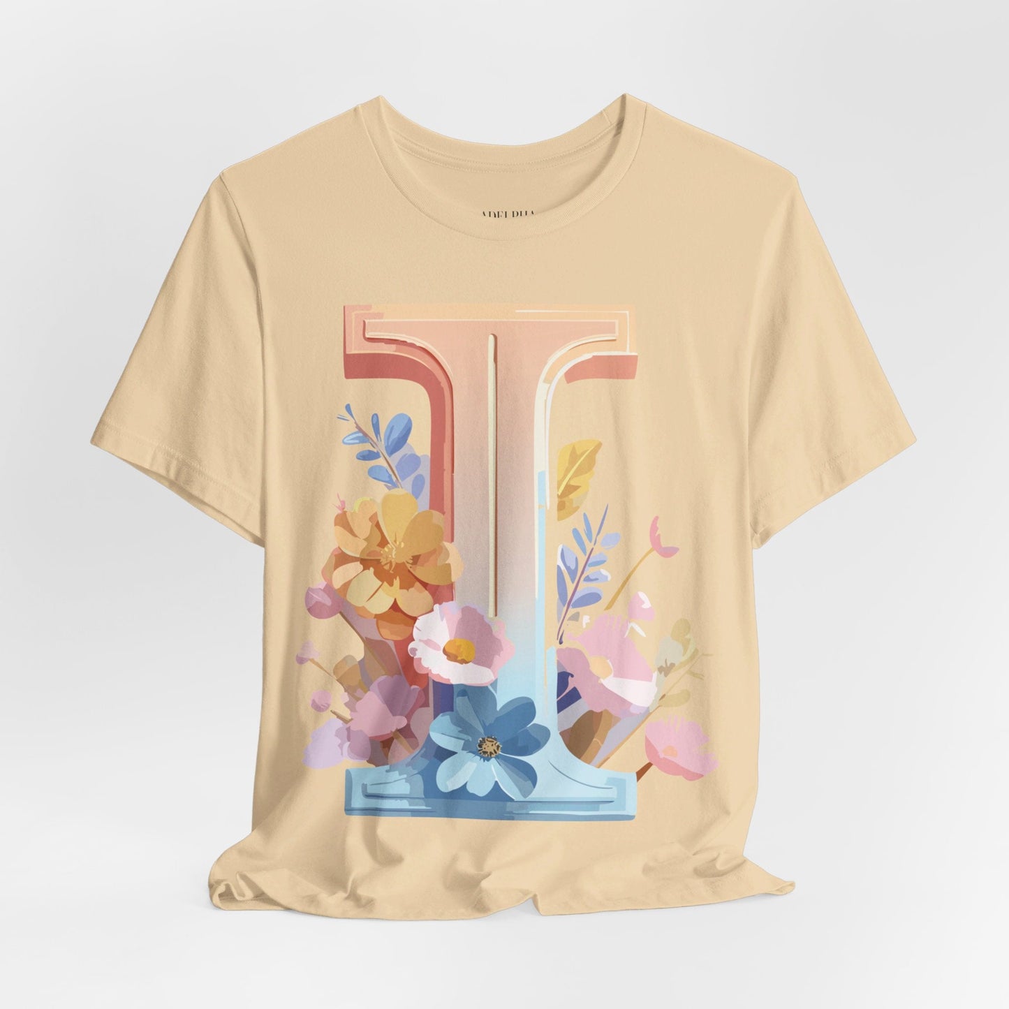 Vintage Inspired Letter I Shirt Unisex Graphic Tee Short Sleeve by Adelpha Premium