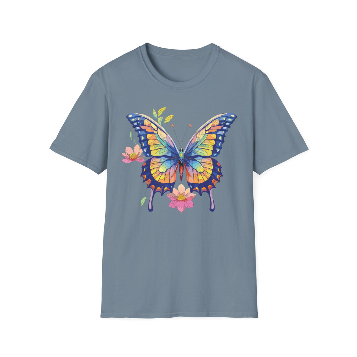 Butterfly Watercolor T-Shirt — Colorful Floral Monarch Graphic Tee Unisex 100 Cotton Gildan T-Shirt
