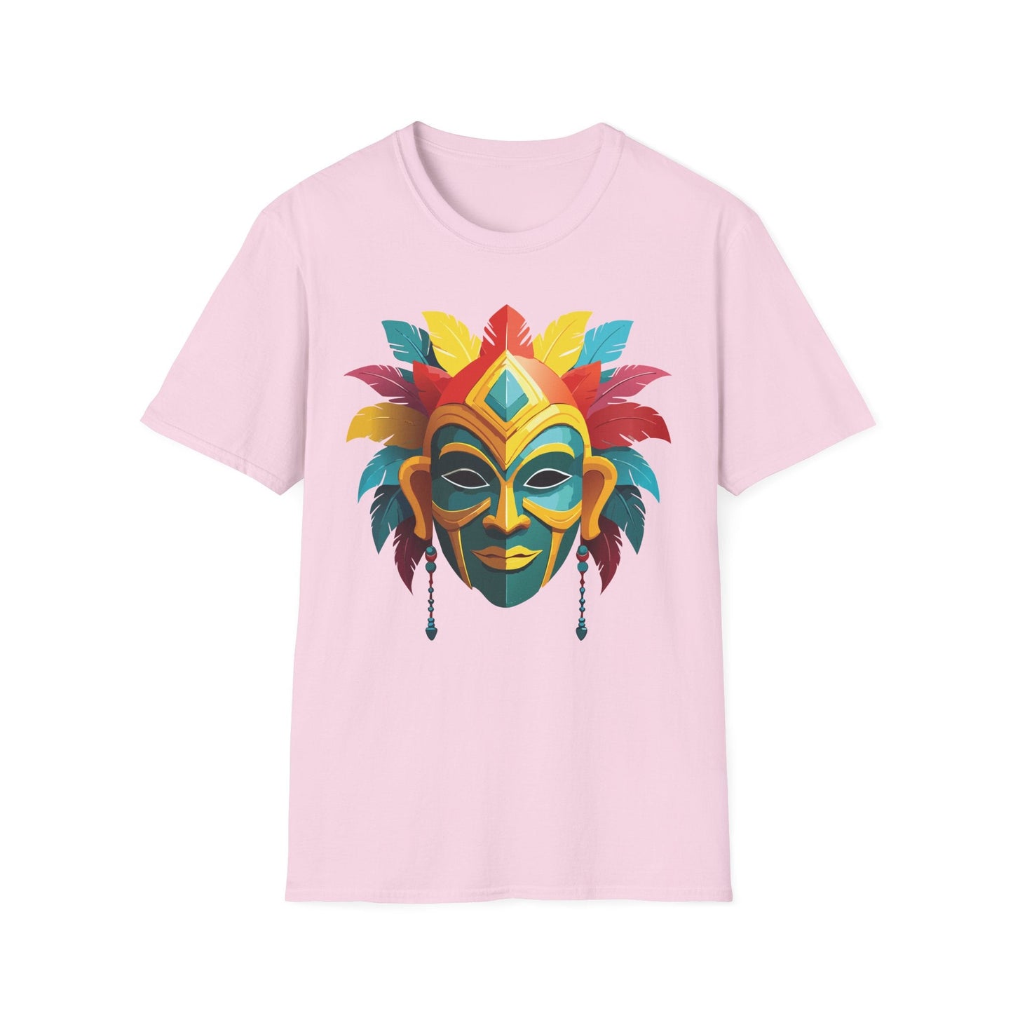 Unisex Mask Tee Shirt Gildan Softstyle 64000 Cotton Masquerade Design For Everyday Wear