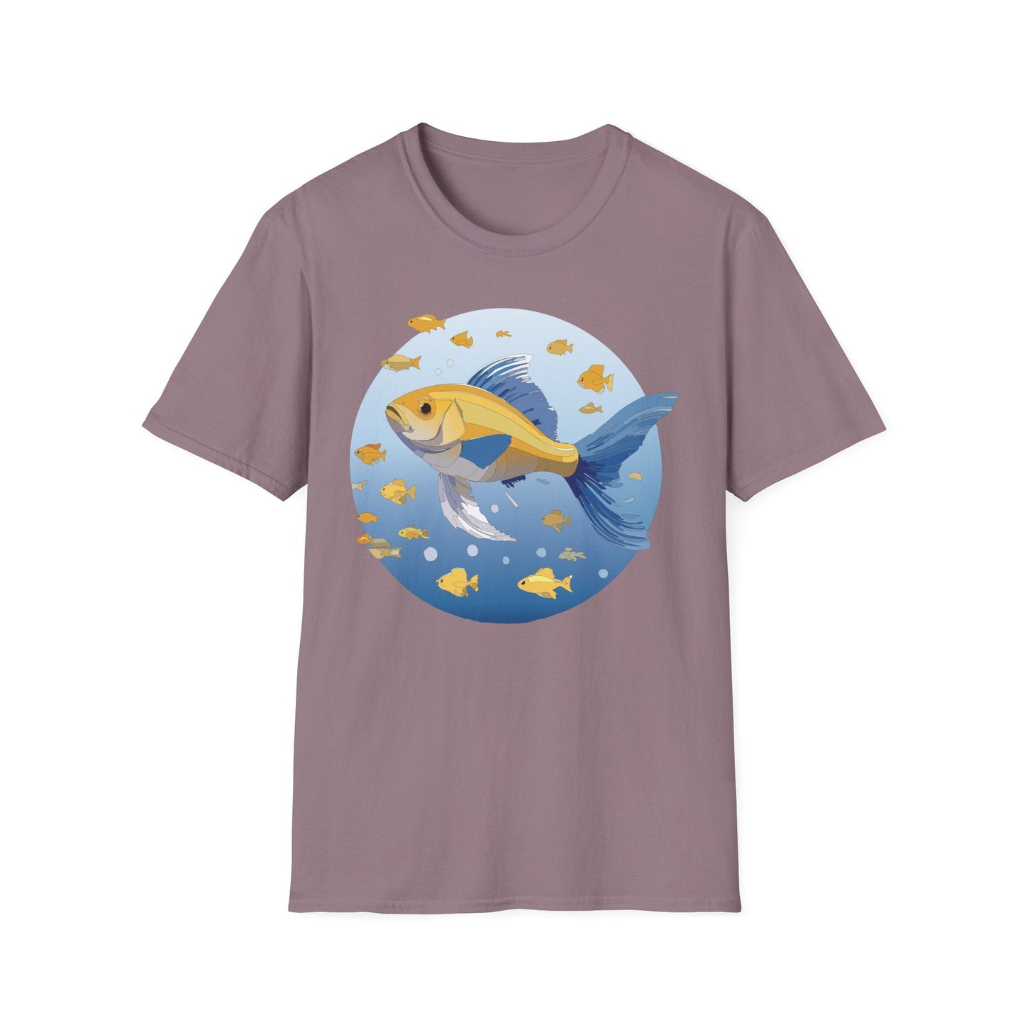 Fish Art Graphic Tee Shirt For Men And Women Unisex Cotton Softstyle Tee With Fish Artwork Design