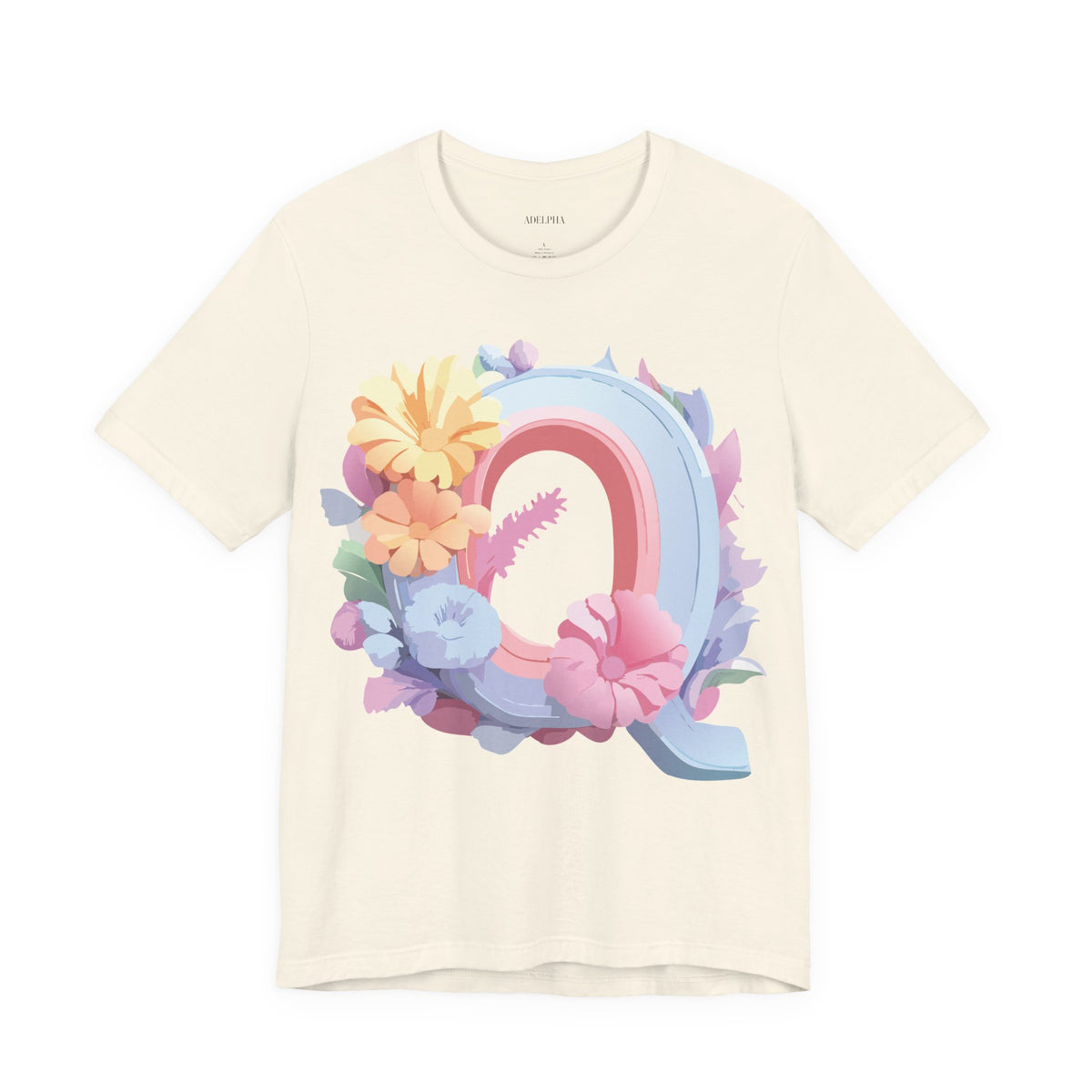 Letter Q Graphic Unisex Cotton Bella+Canvas Tee with Art Letter Design
