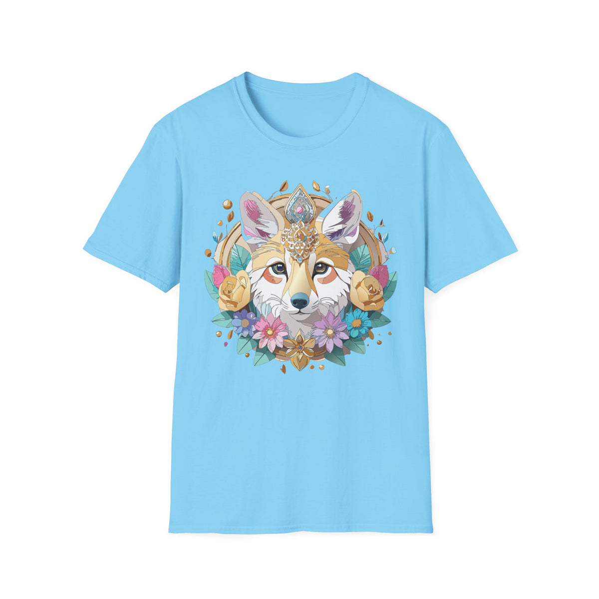Boho Fox Face T-Shirt | Floral Mandala Fox Tee