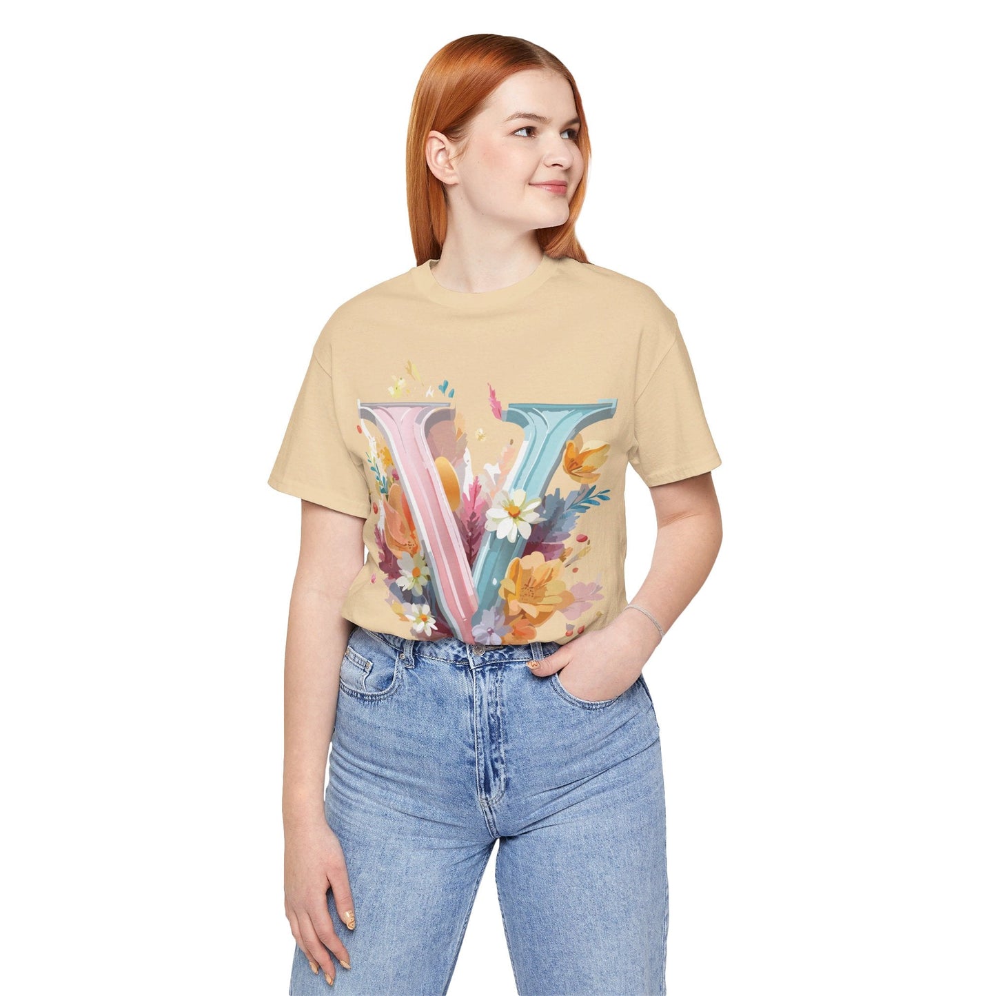 Letter V Graphic Tee Unisex Jersey Short Sleeve Art Design  Vintage Inspired