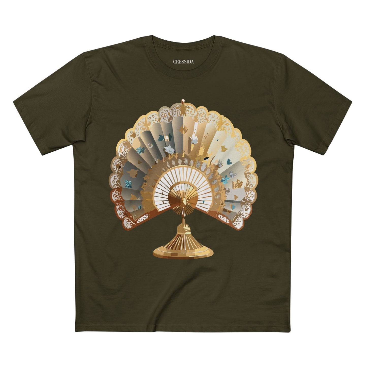 Antique Fan Graphic Design T-Shirt Unisex 100 Cotton Floral Carnival Artwork Tee 22