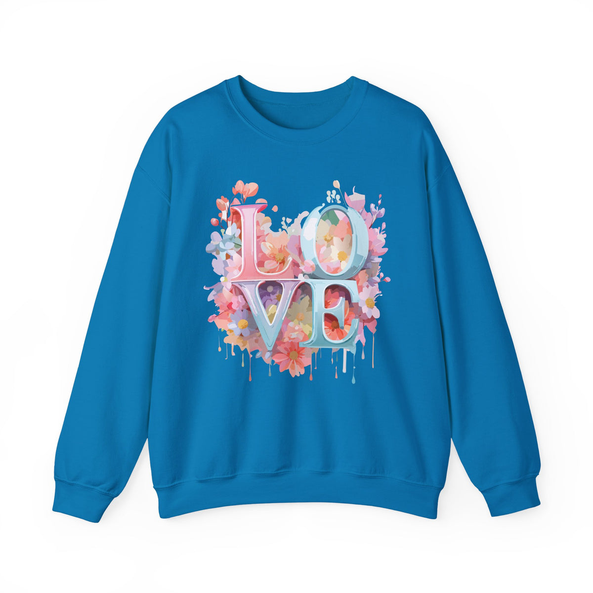 Floral Love Graphic Valentine's Day Sweatshirt Unisex 50/50 Cotton-Poly Sweatshirt w64