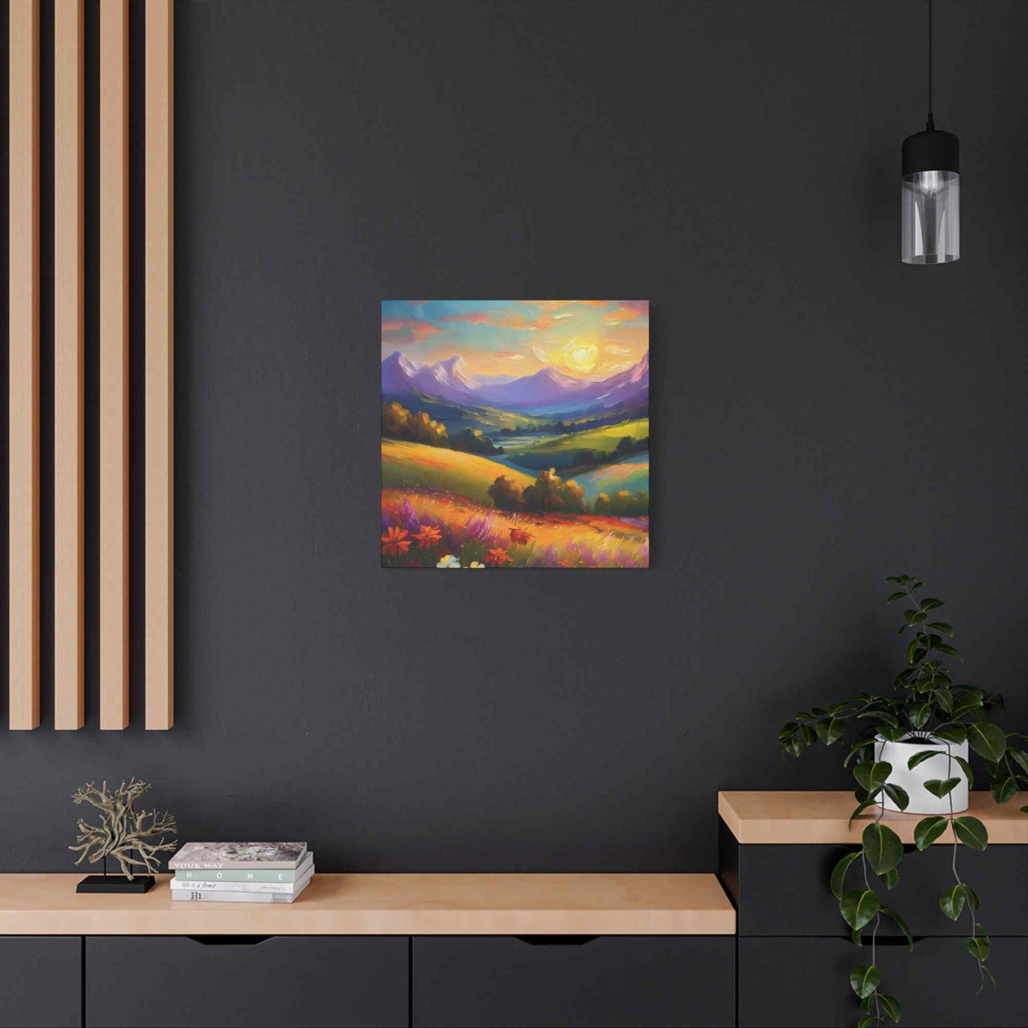 Landscape Print Canvas, Oil Paint Print 20x20, 24x24, 30x30, 32x32, 36x36 Art Design Print Pine-Wood Inner Frame MC-38