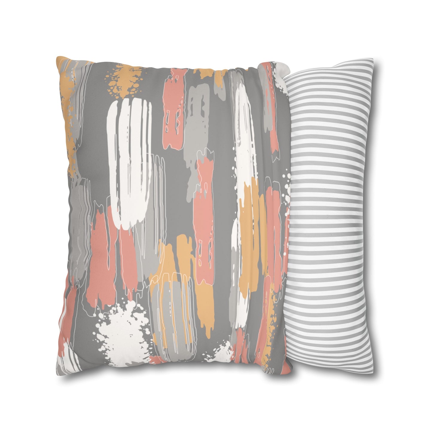 Faux Suede Pillowcase with Abstract print