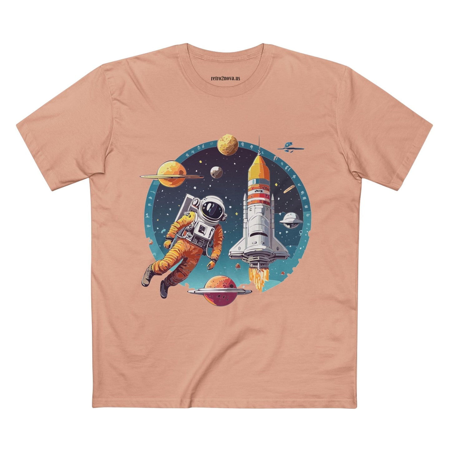 Cosmos Astronaut Shirt Unisex Premium Cotton Tee With Original Art Design Retro2Nova Art Collection