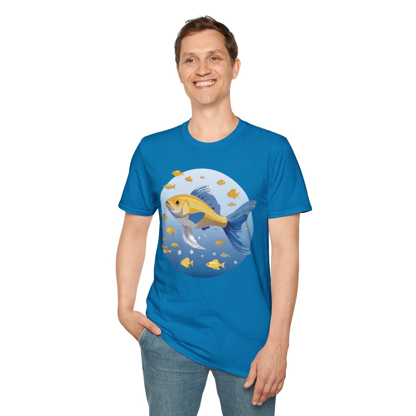 Fish Art Graphic Tee Shirt For Men And Women Unisex Cotton Softstyle Tee With Fish Artwork Design