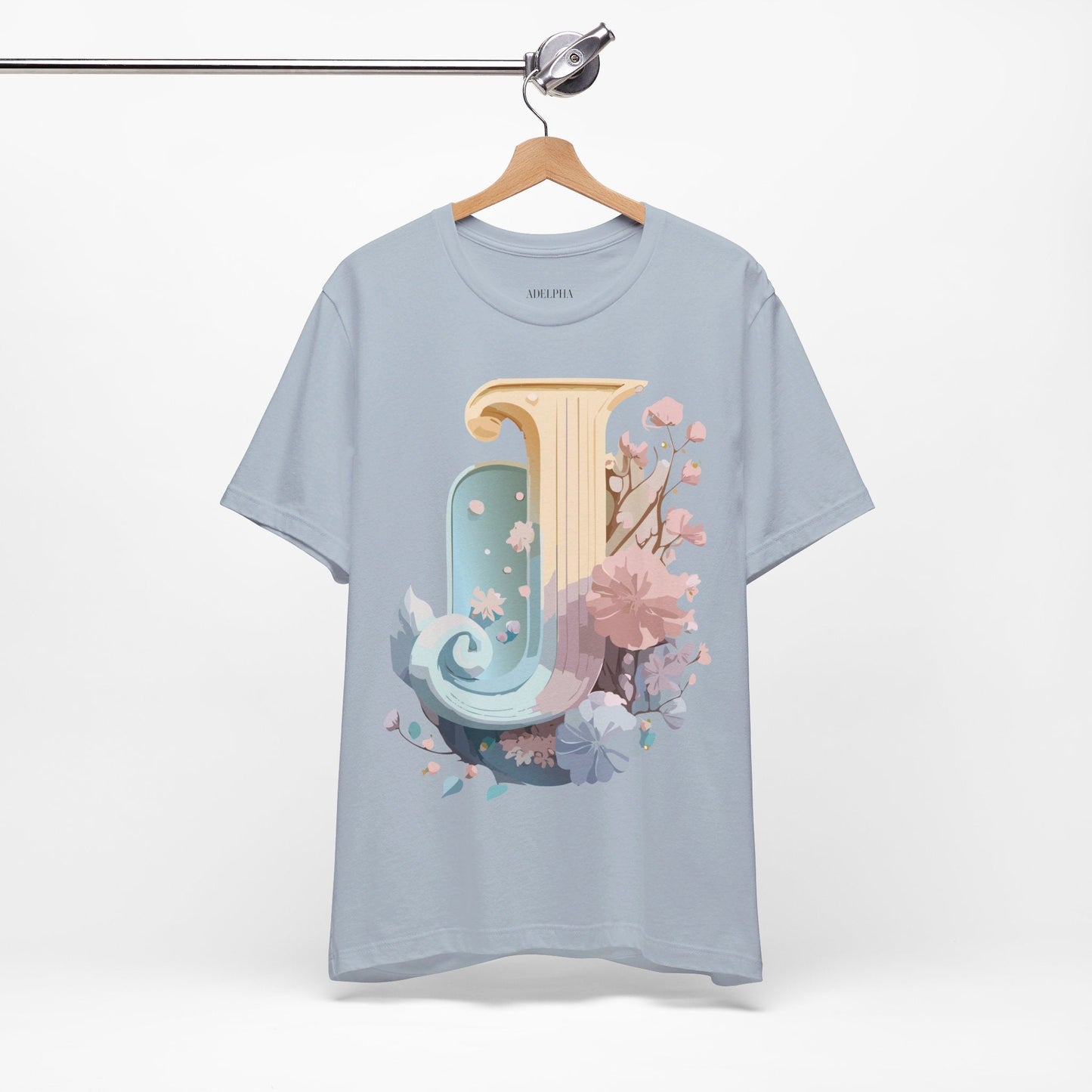 Letter J Shirt Unisex Graphic Tee Adelpha Vintage Inspired Artwork Design Short Sleeve
