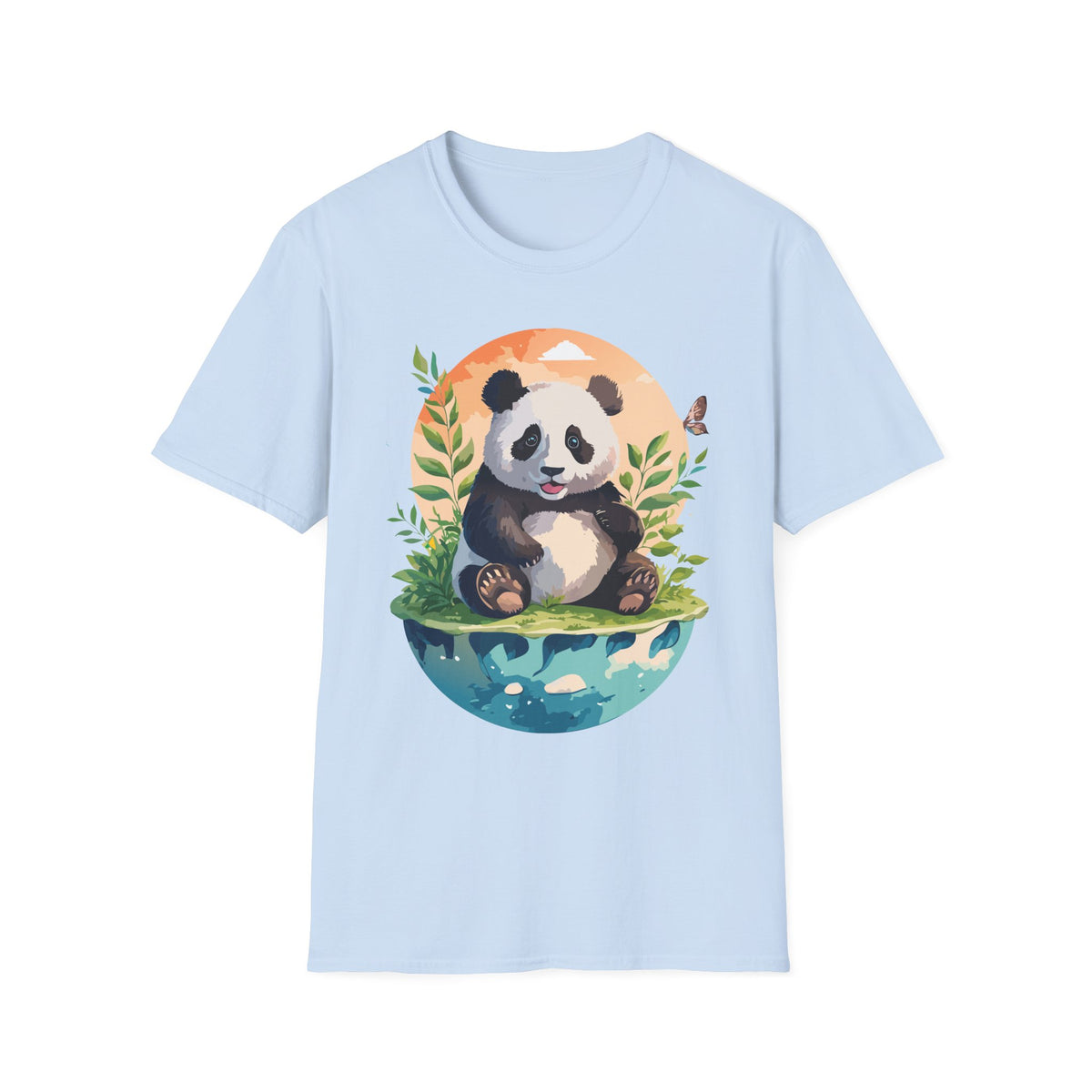 Cute Panda Illustration T-Shirt | Panda Bear Nature Scene