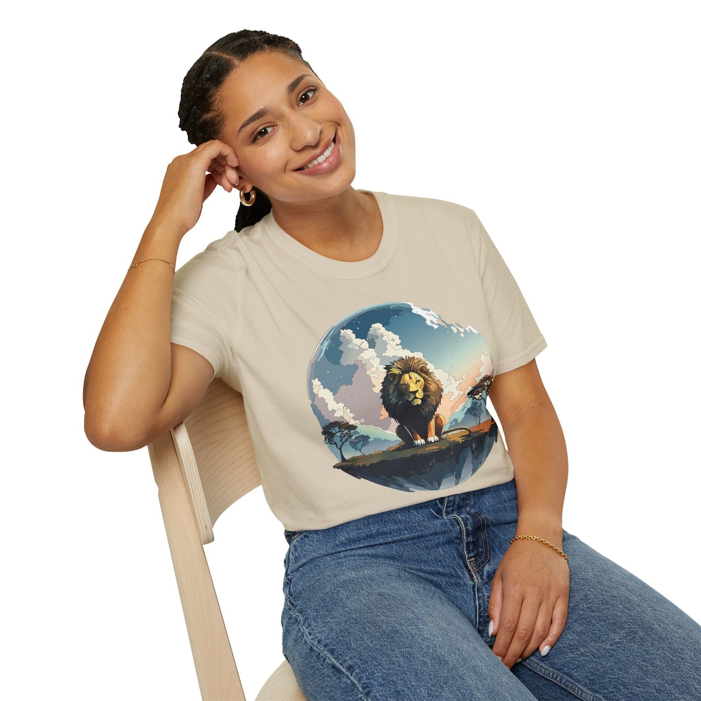 Lion Shirt Unisex Animal Tee Gildan Softstyle 64000 One Hundred Percent Cotton