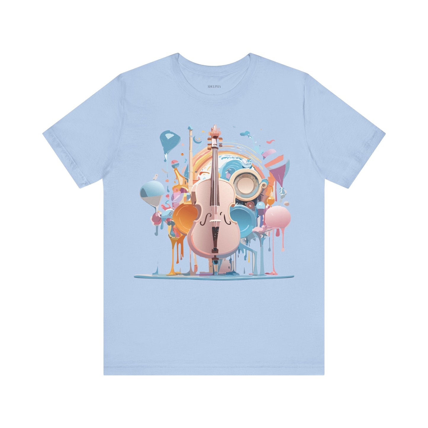 Music Graphic Unisex 100 Cotton Vintage Art with Musical Elements Tee 80