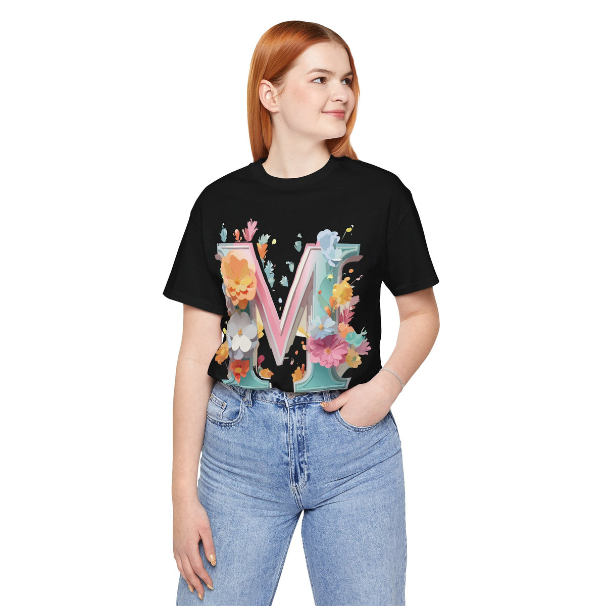 Letter M Graphic Unisex Cotton Bella+Canvas Tee with Art Letter Design