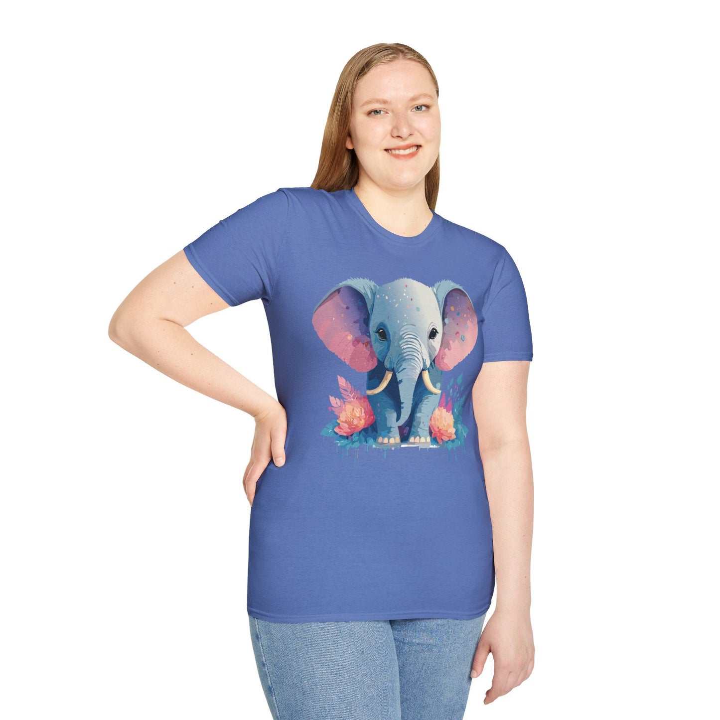Elephant T Shirt For Adults Unisex Gildan Softstyle 64000 100 Percent Ring Spun Cotton Tee