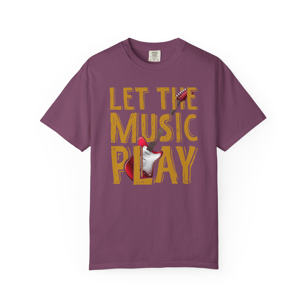 Let The Music Play Guitar T-shirt Music Typography Unisex Cotton Tee Comfort Colors 002