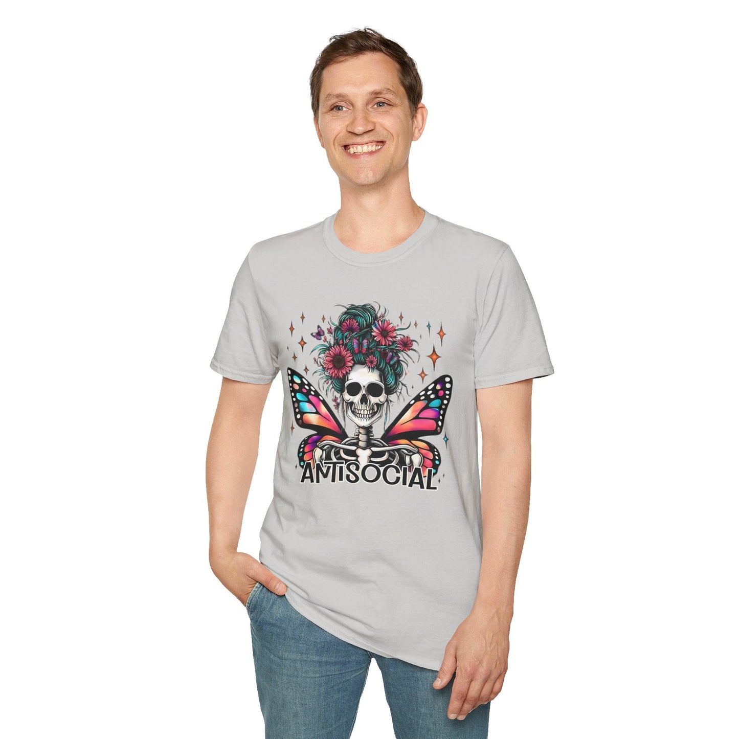 Unisex Skull Graphic Tee Shirt Short Sleeve Skeleton Gildan Softstyle 64000 100 Ring Spun Cotton