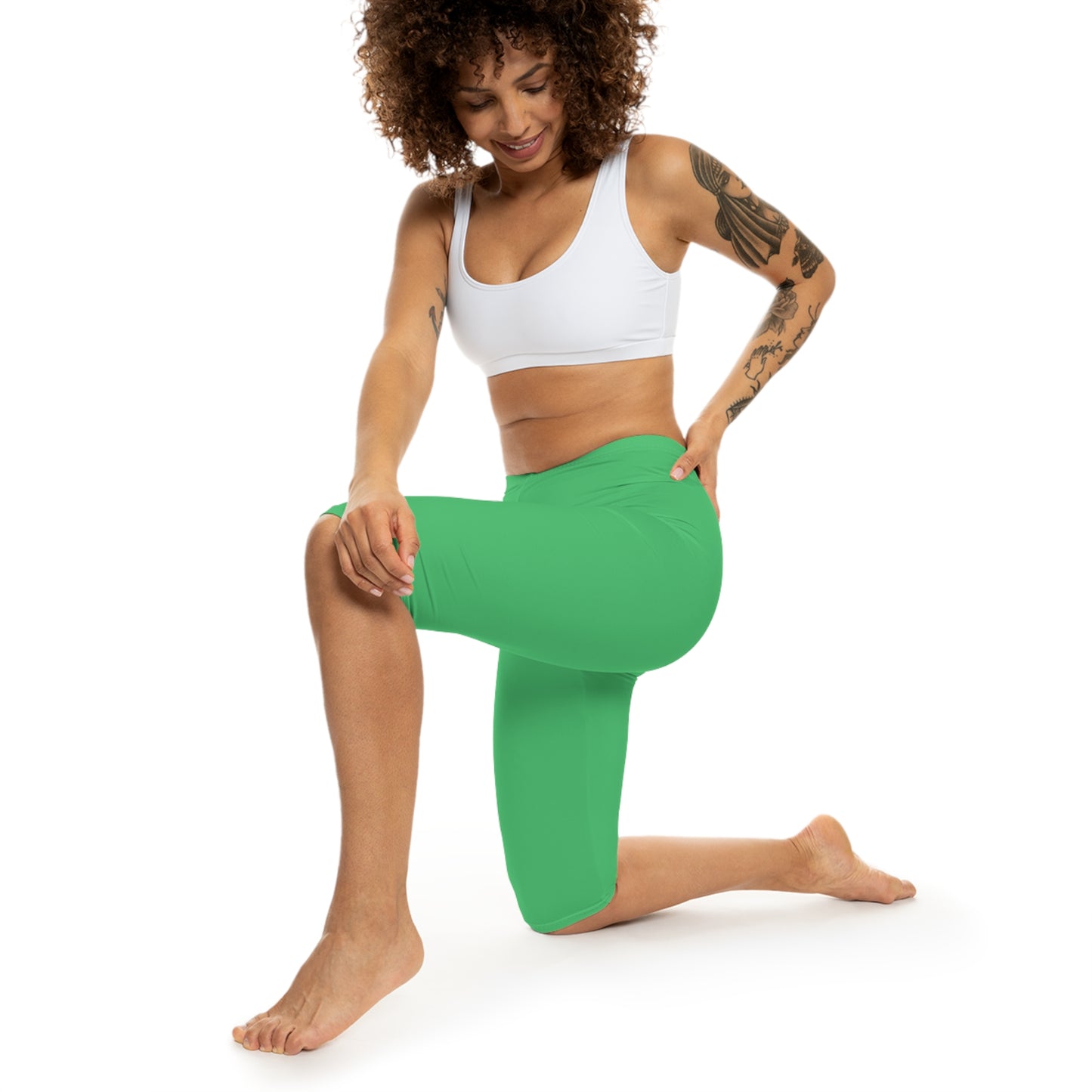 Emerald Color Women's Brushed Suede Poly Span Casual Capri Leggings XS-2XL