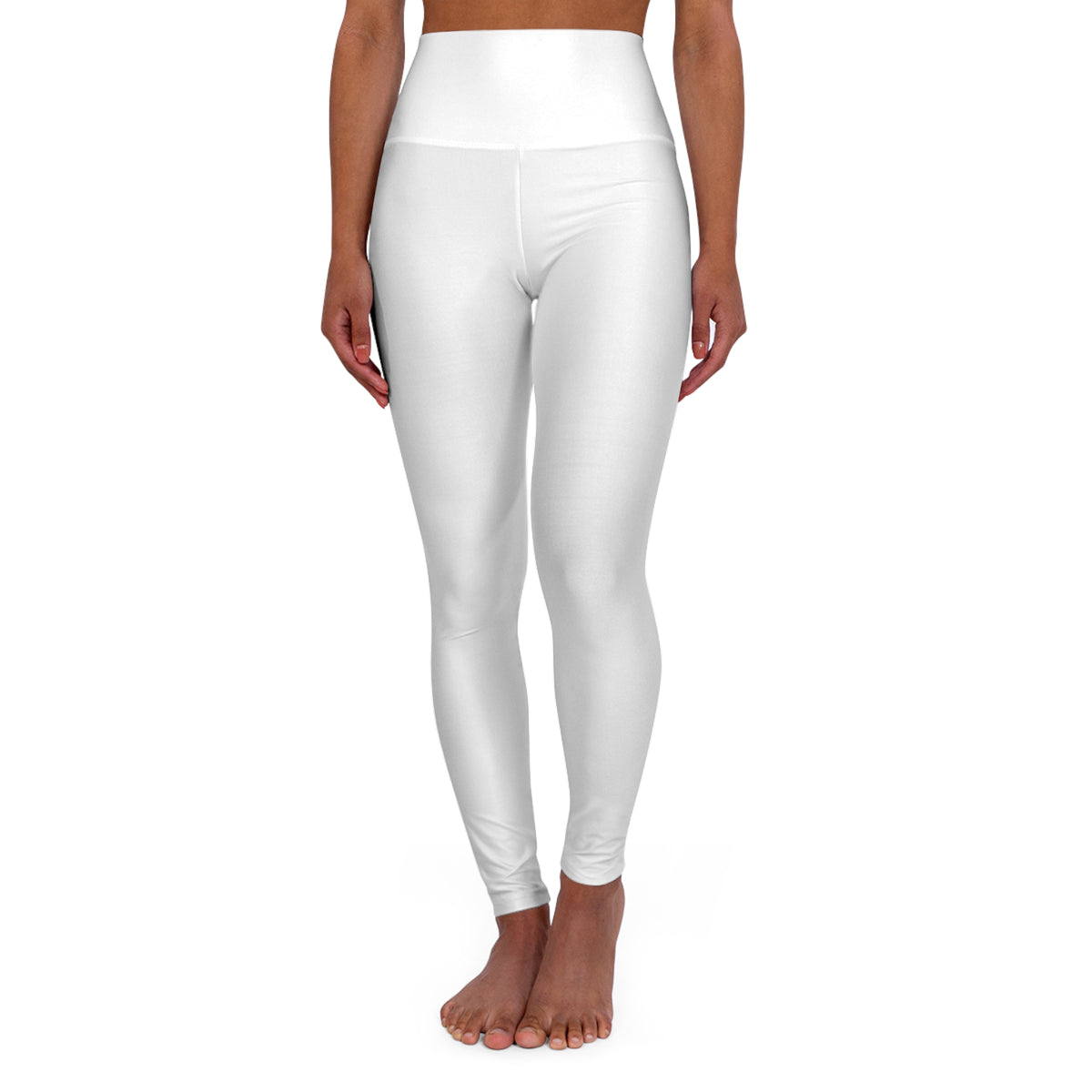 True White Color High-Waist Yoga Leggings Women's Seamless Poly-Span Stretchy Performance Pants