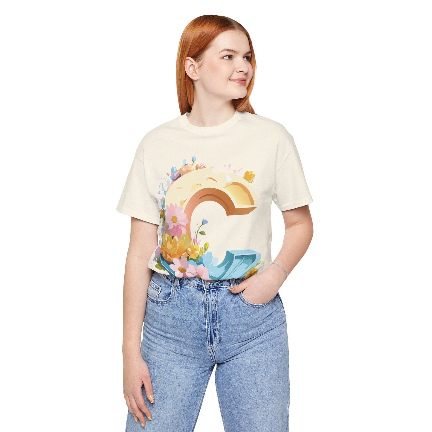 Letter C Shirt Unisex Graphic Tee By Adelpha With Vintage Inspired Artwork Design Premium Edition