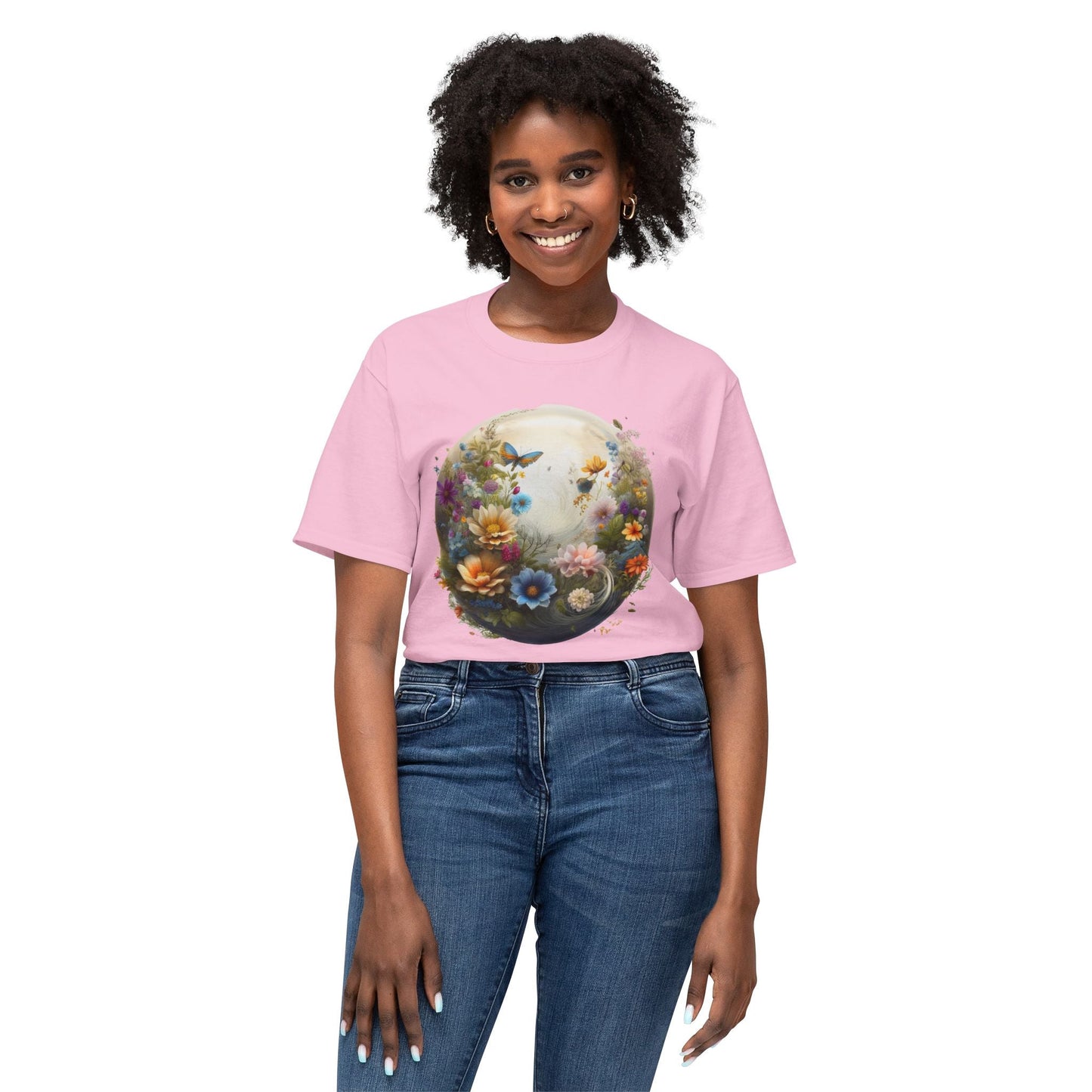 Unisex Floral T Shirt With Art Print HD Cotton Vintage Flowers Tee Shirt Soft Breathable Comfort
