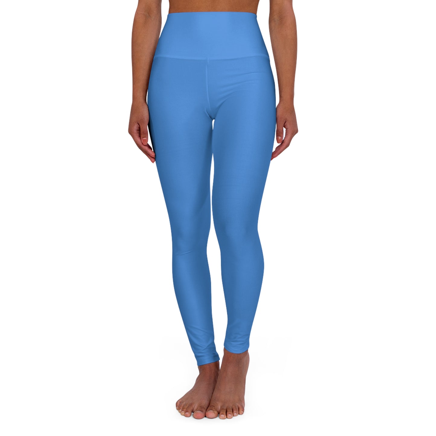 High-Waisted Cloudy Sky Blue Yoga Leggings Women's Seamless Poly-Span Stretchy Smooth Blue Performance Leggings