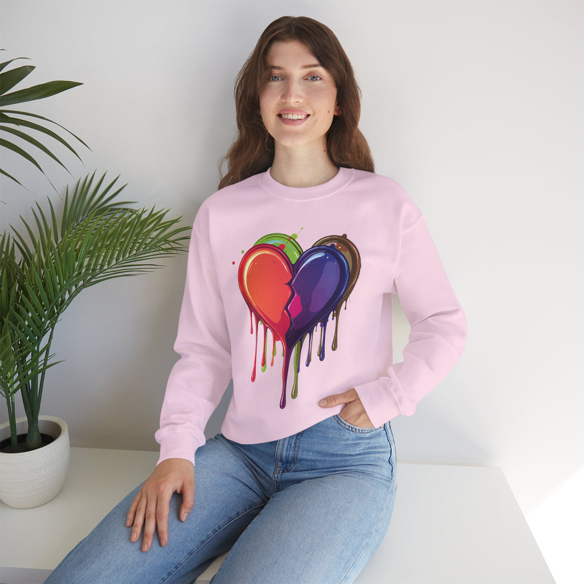 Double Bleeding Heart Sweatshirt, Big Heart Sweatshirt, Love Sweatshirt, Valentine's Day Sweatshirt, Heart Sweatshirt 119