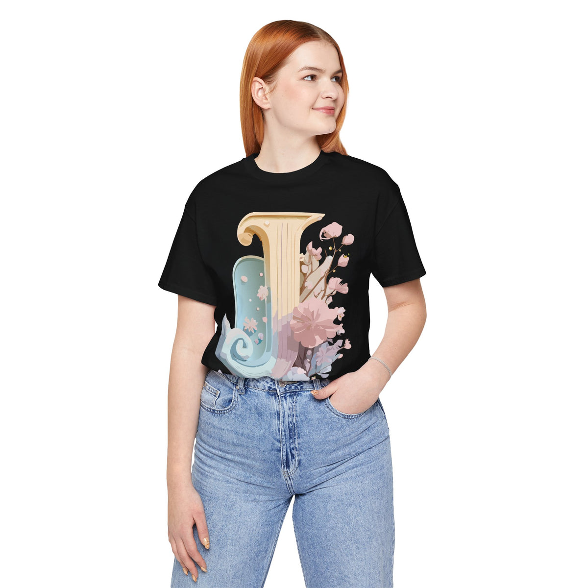 Letter J Graphic Unisex Cotton Bella+Canvas Tee with Art Letter Design