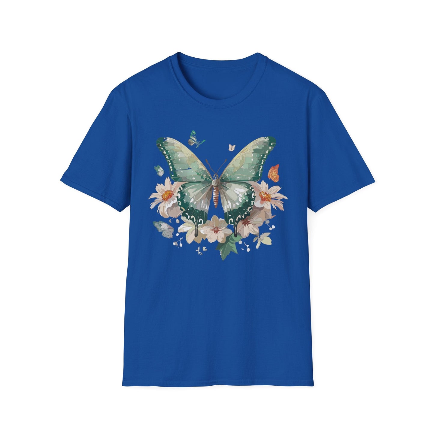 Butterfly T Shirt Unisex Softstyle Tee 100 Percent Ring Spun Cotton Monarch Design Premium Comfort