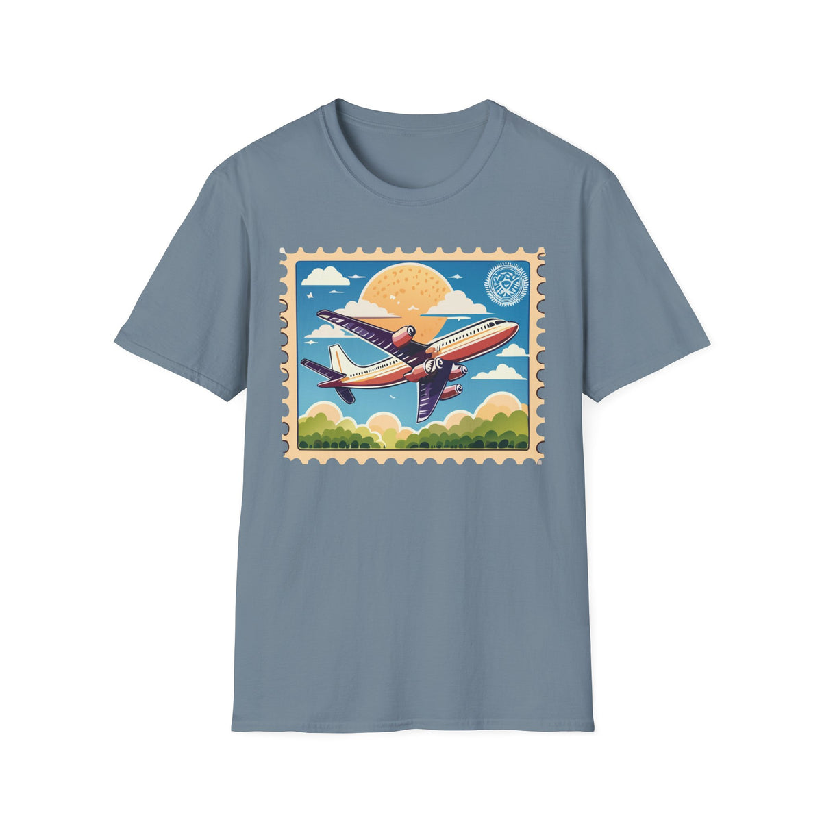 Vintage Airplane Stamp design T-Shirt | Retro Travel Aviation Tee