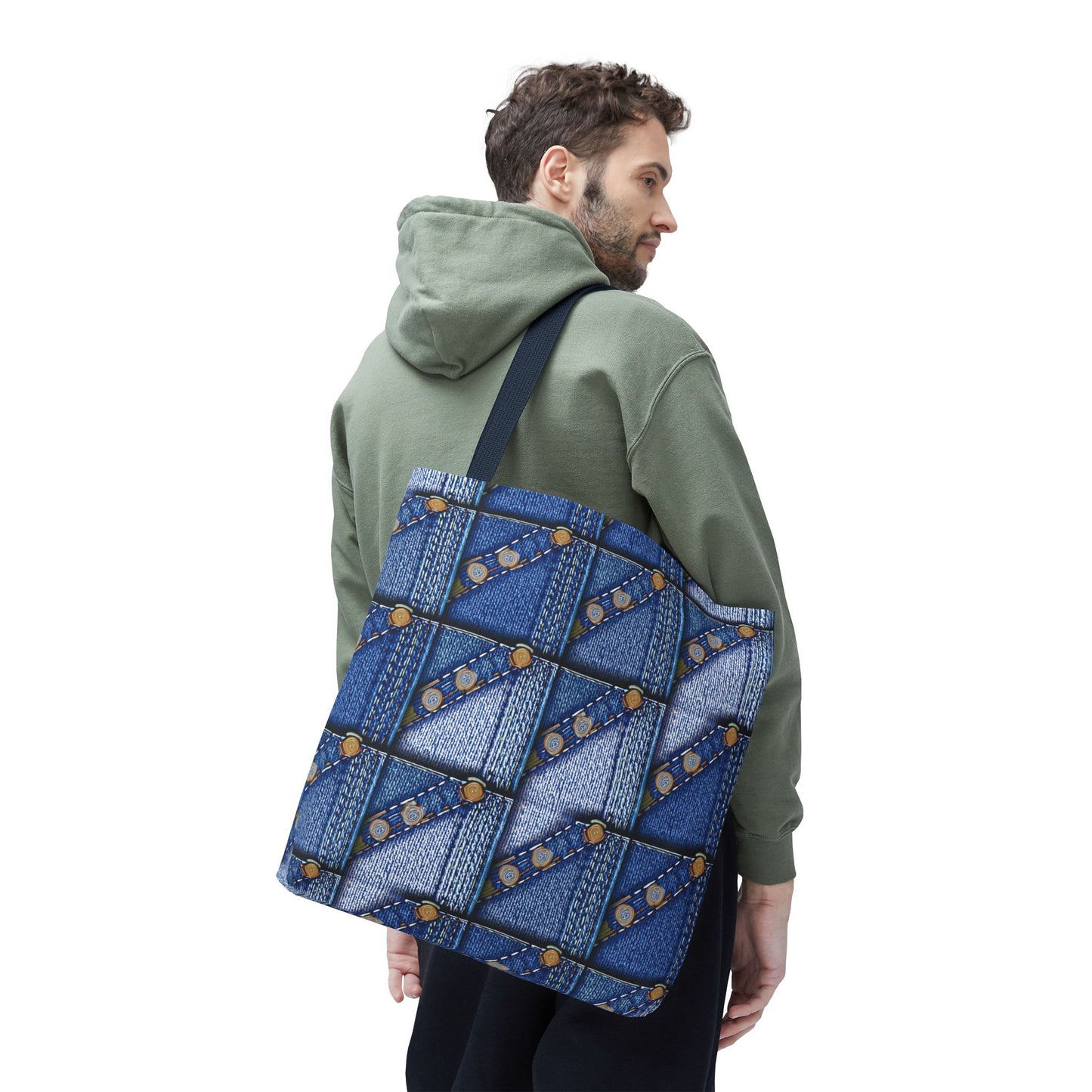 Denim Fabric Imitation Print Unisex Canvas Bag Poly Spun 3 Sizes Tote Bag 117