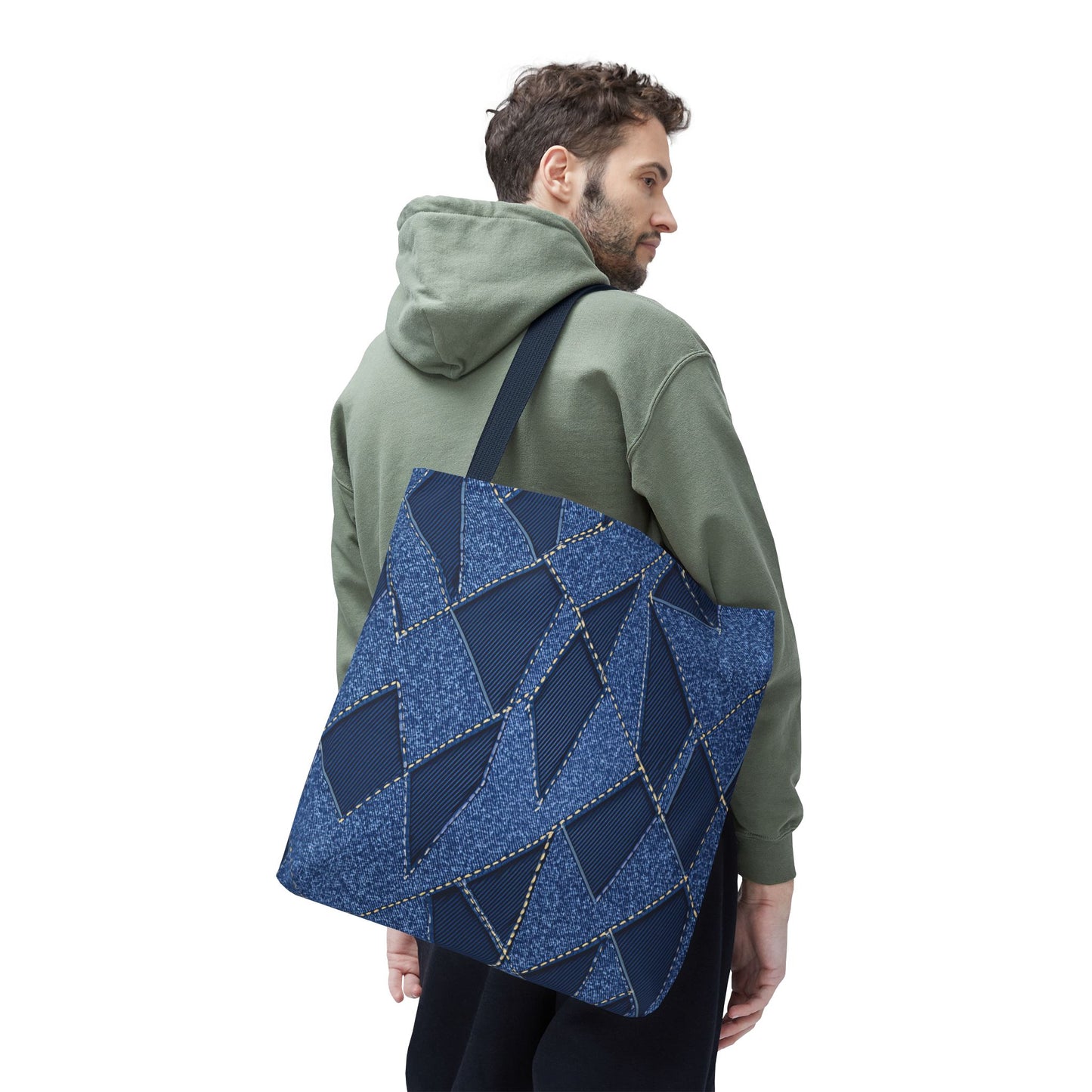 Denim Fabric Imitation Print Unisex Canvas Bag Poly Spun 3 Sizes Tote Bag 103