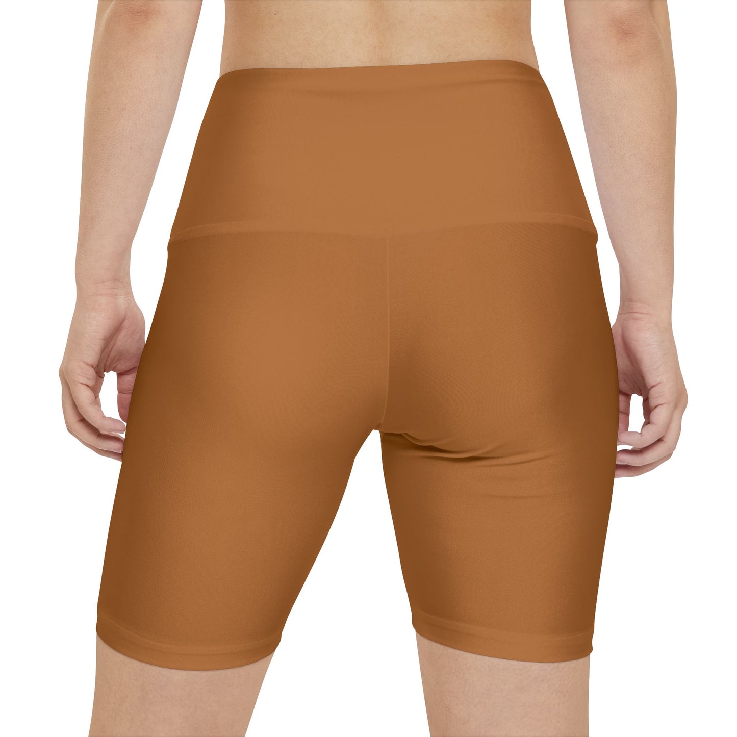 Copper High-Waist Workout Shorts — Women's Solid Activewear Biker Shorts