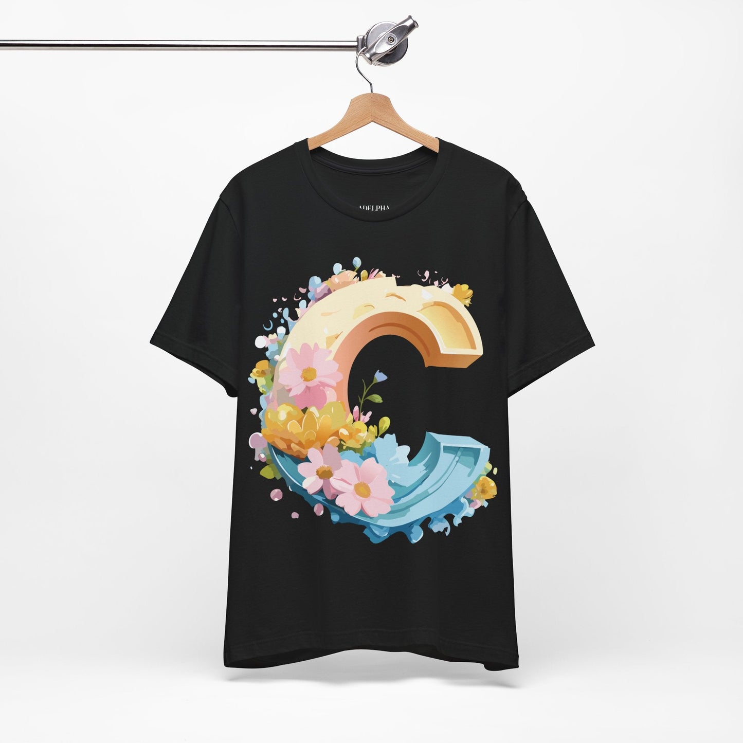 Letter C Graphic Tee Premium Unisex Vintage Art Design Shirt By Adelpha Short Sleeve