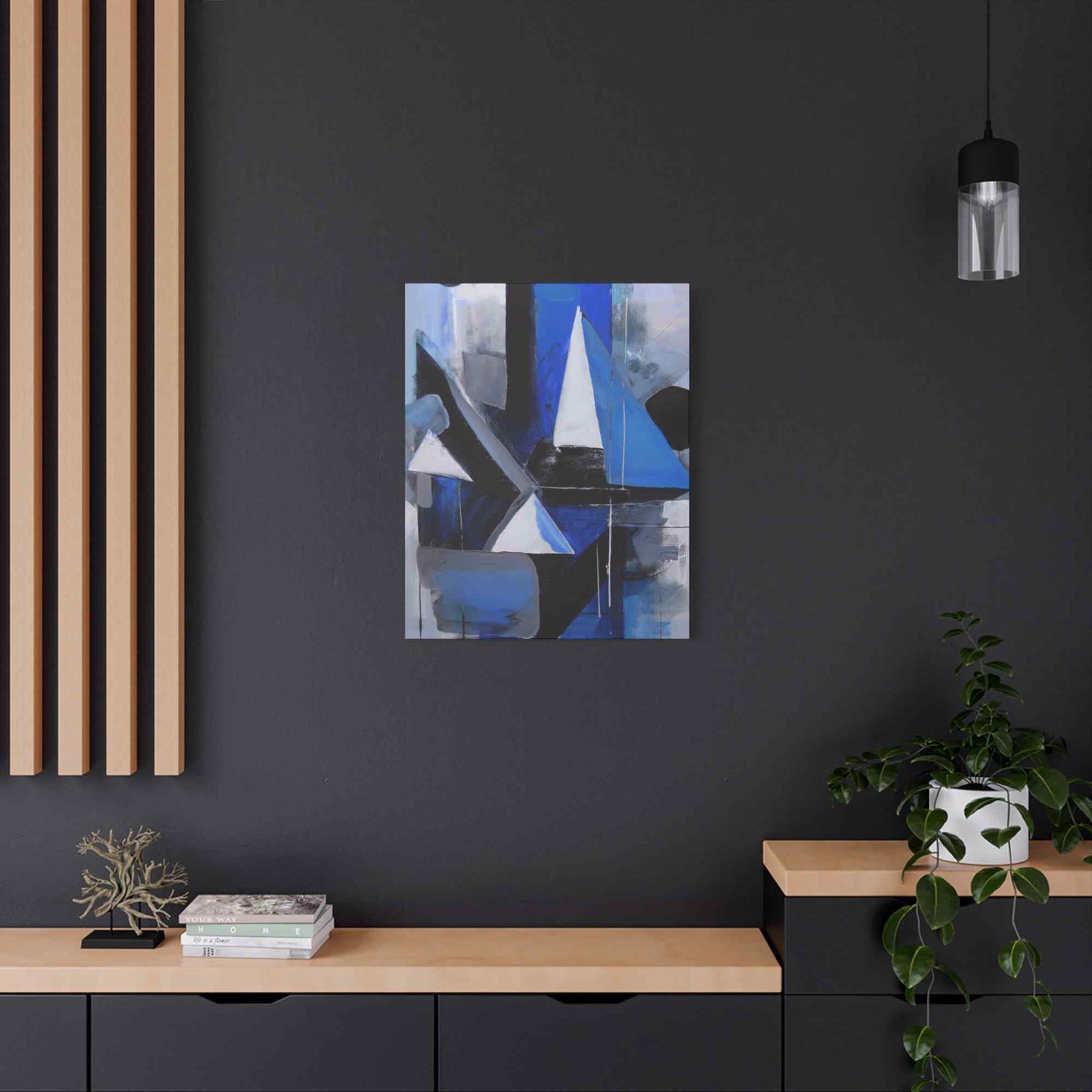 Blue Abstract Painting Print Canvas 20x24,20x30,24x30, 24x32,24x36,30x40, 32x48,36x48,40x60 Pine-Wood Inner Frame ABS-26