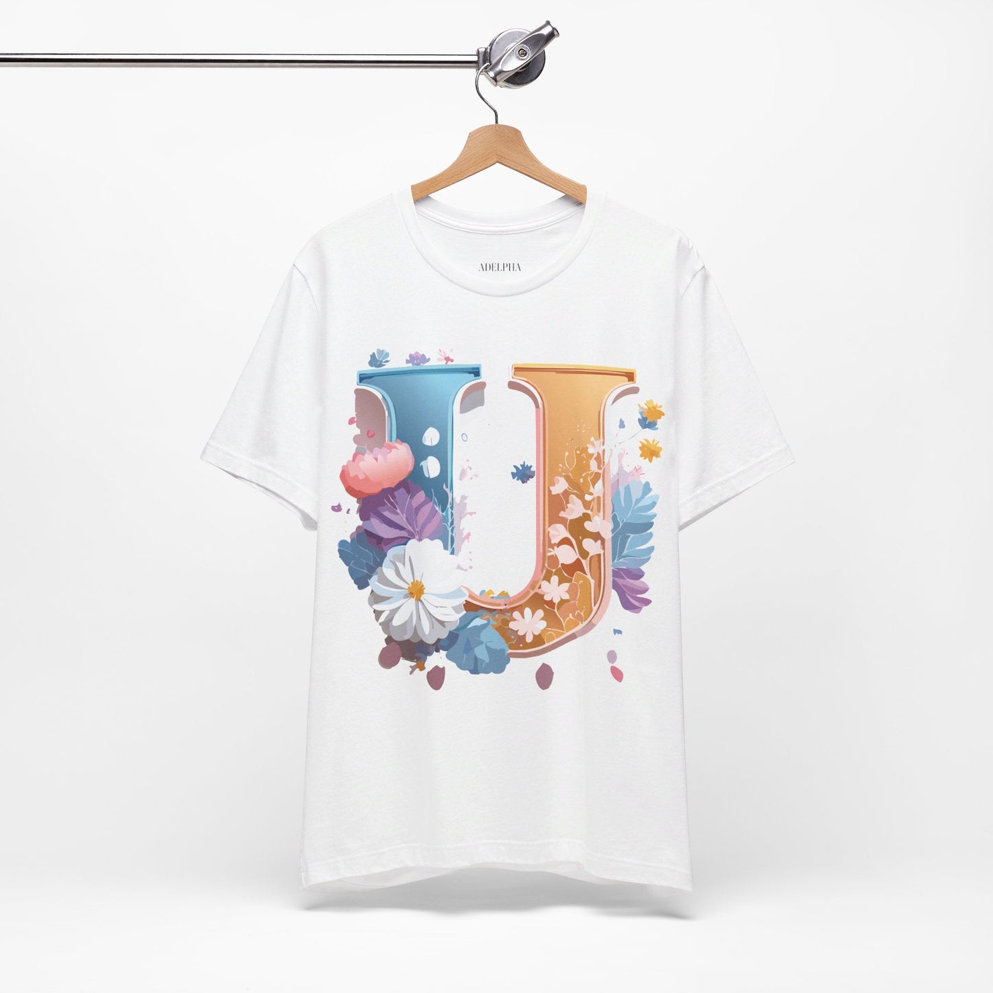 Letter U Shirt Graphic Tee Unisex Vintage Inspired Adelpha Artwork Premium Short Sleeve