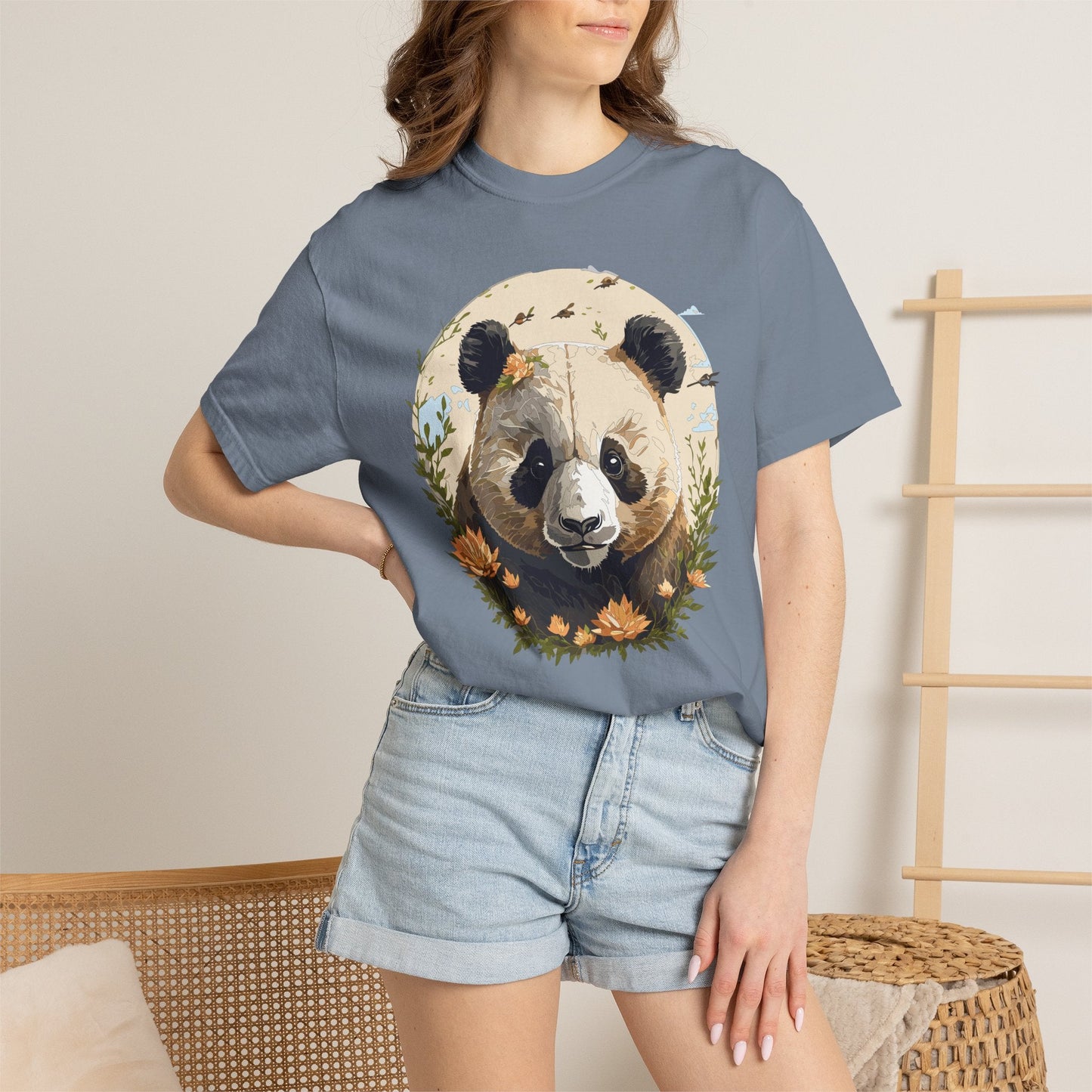 Panda Portrait Graphic T-Shirt Unisex Cotton Floral Animal Art Tee p9
