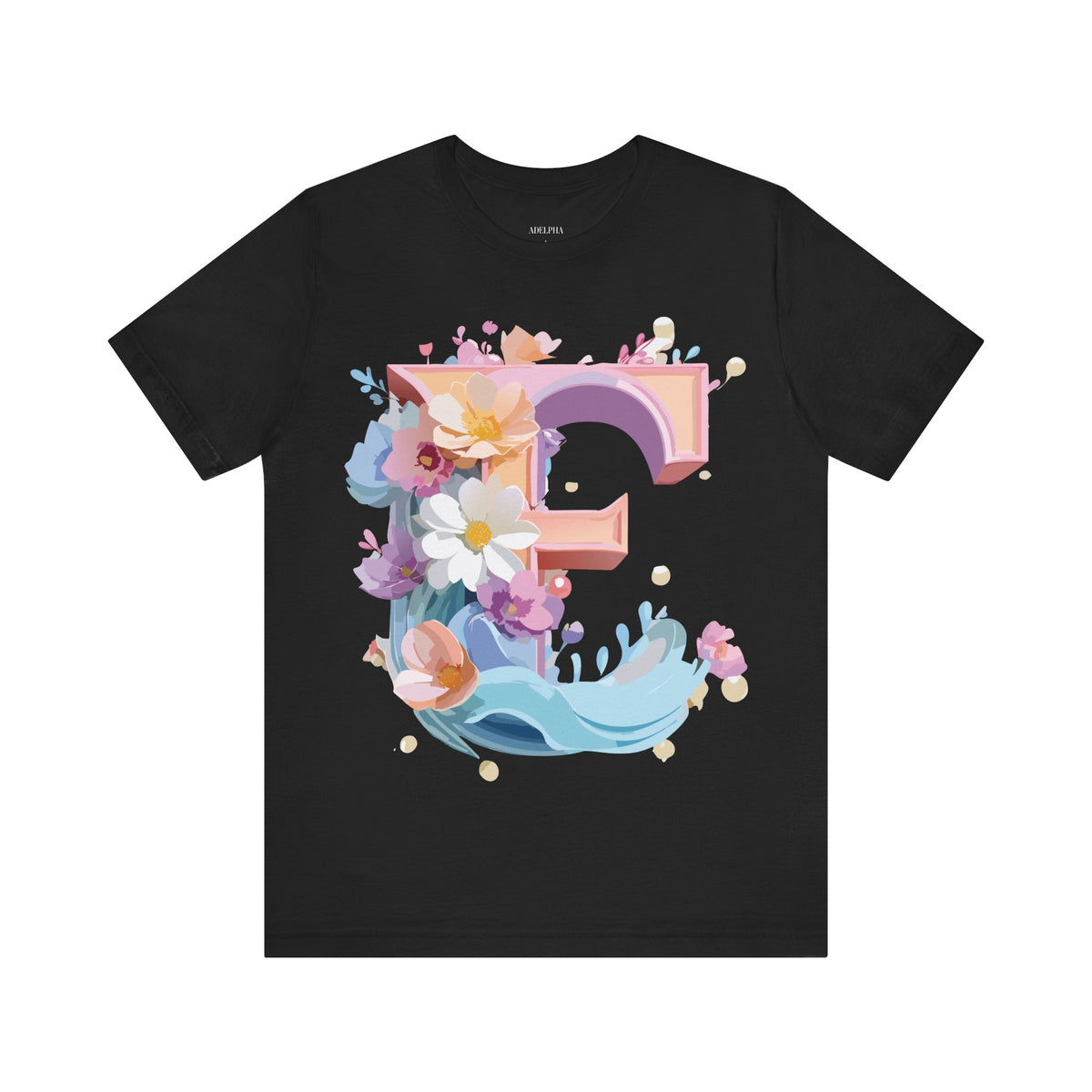 Letter E Graphic Unisex Cotton Bella+Canvas Tee with Art Letter Design